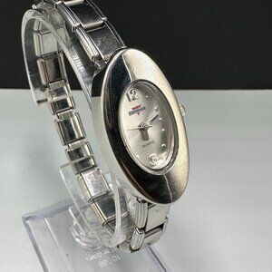 Edforce Watch Women Silver Tone Italian Charm Stretch Band Working 7.25 Inch